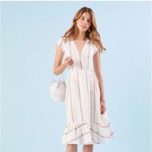 Reformation Striped Linen Apricot Dress